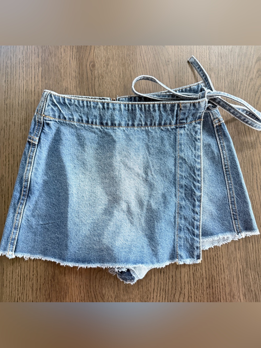 Altar'd State Women’s Small Light Blue Denim Wrap Tie Skort